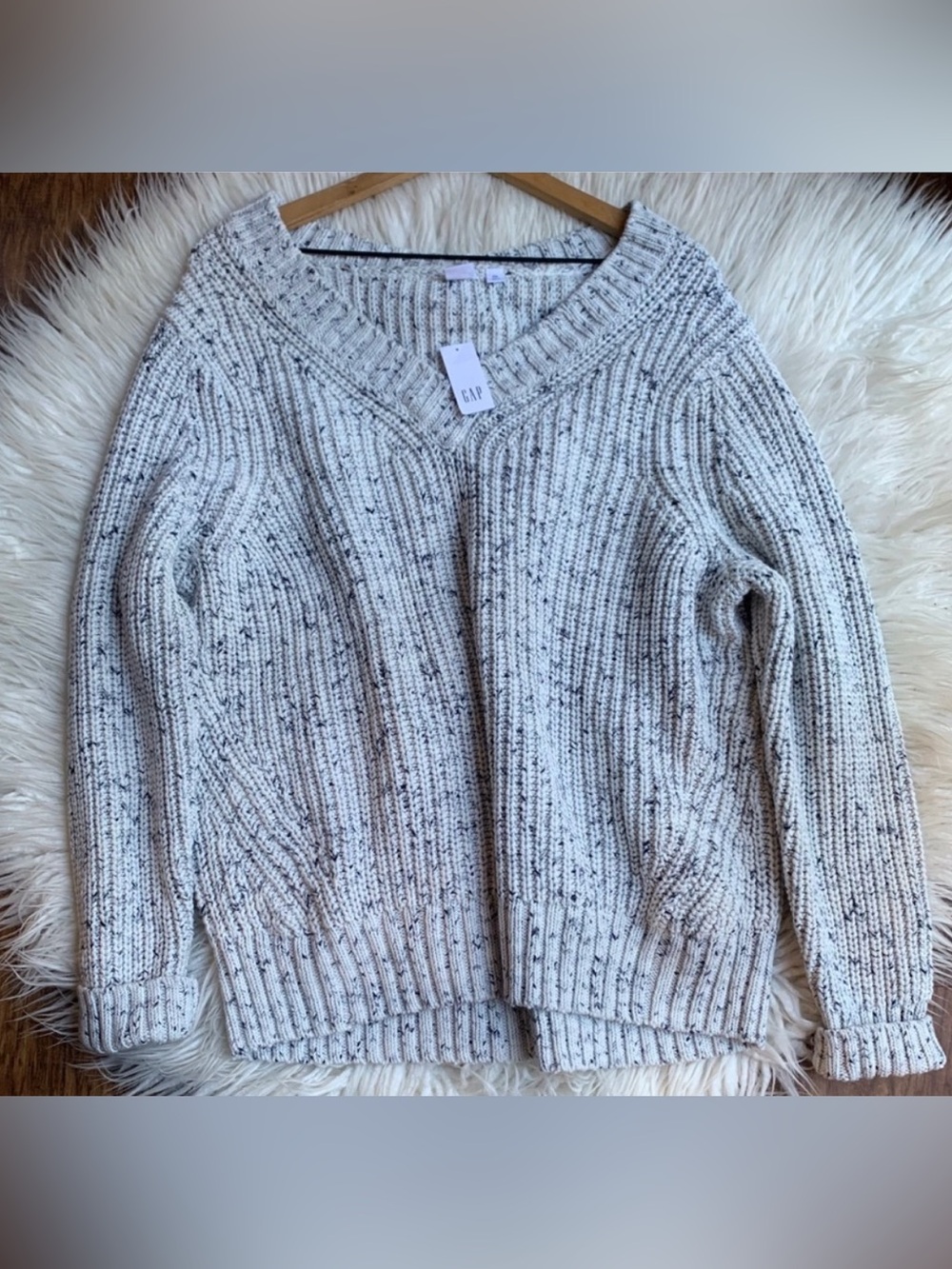 NWT Gap Chunky Knit Sweater Blue Marl XXL